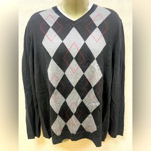 NWT Mens Apt 9 Merino Wool Argyle V Neck Sweater Size XL